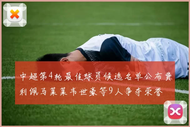中超第4轮最佳球员候选名单公布费利佩马莱莱韦世豪等9人争夺荣誉